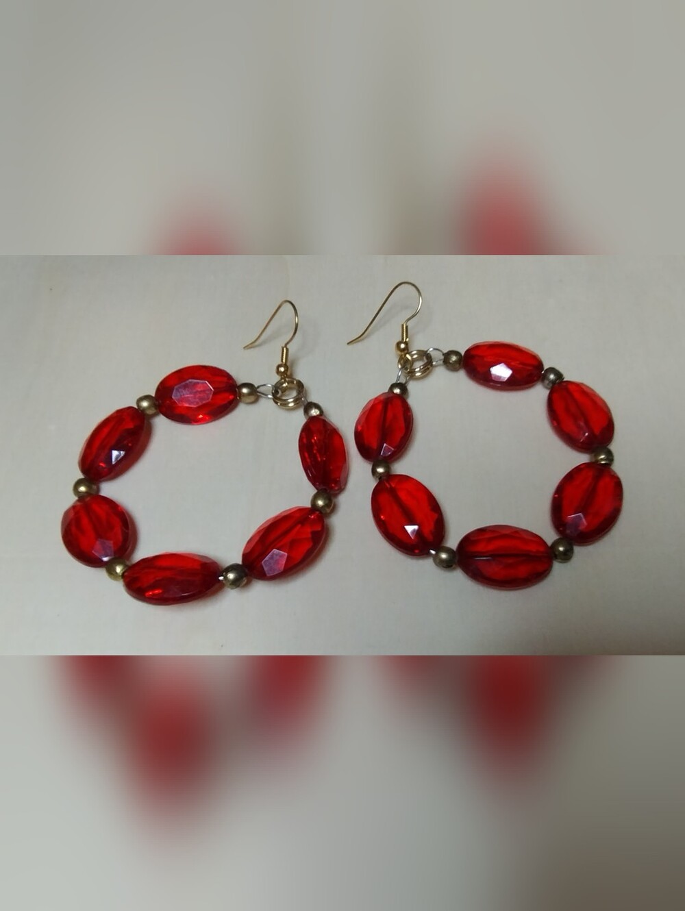Red Faceted Bead Drop Earrings - Women Jewelry